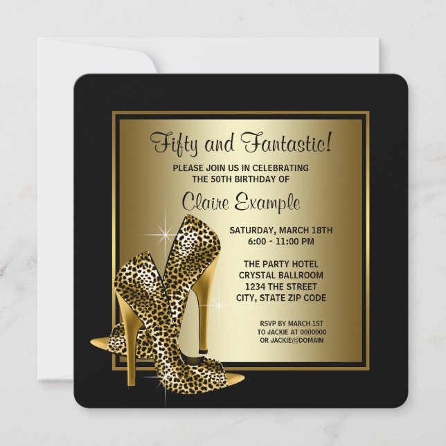 Invitación Fiesta de cumpleaños de mujeres con tacones altos  (Anverso)