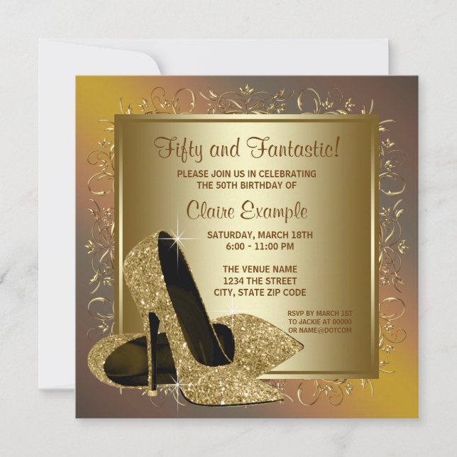 Invitación Fiesta de cumpleaños de mujeres con tacones altos  (Anverso)