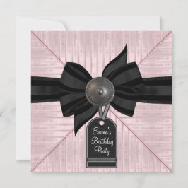 Invitación Fiesta de cumpleaños de mujeres negras rosadas