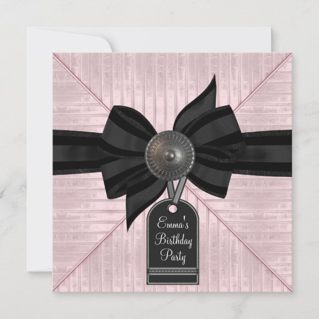 Invitación Fiesta de cumpleaños de mujeres negras rosadas (Anverso)
