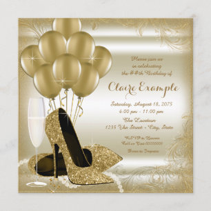 Invitación Fiesta de cumpleaños de mujeres Purpurinas de marf