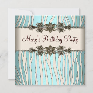 Invitación Fiesta de cumpleaños de mujeres Verde azuladas de 