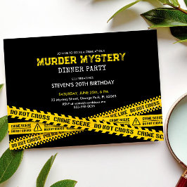 Invitación Fiesta de cumpleaños de Murder Mystery con cintas