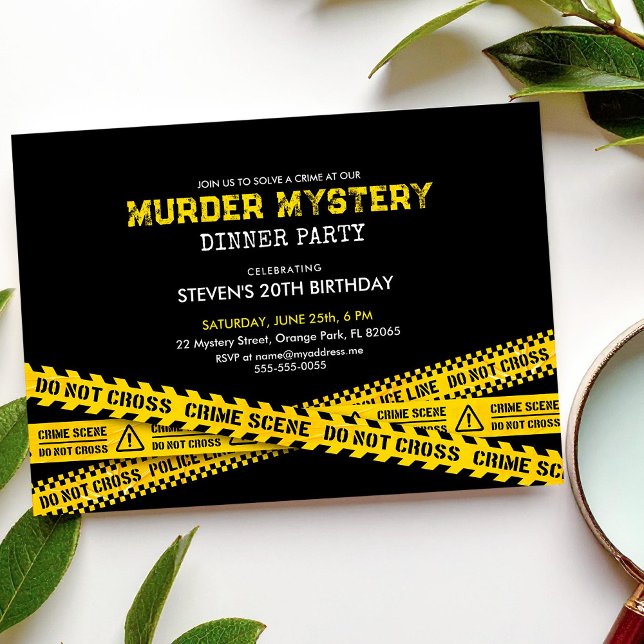 Invitación Fiesta de cumpleaños de Murder Mystery con cintas  (Subido por el creador)