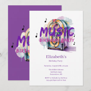 Invitación Fiesta de cumpleaños de música de jukebox retro