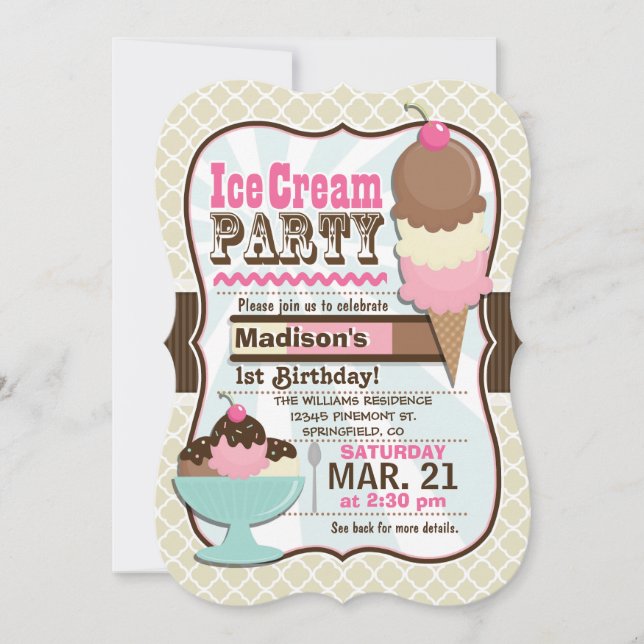 Invitación Fiesta de cumpleaños de napolitanos helados (Anverso)