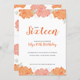 Invitación Fiesta de cumpleaños de naranja y melocotón