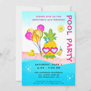 Invitación Fiesta de cumpleaños de natación del Fiesta de la 
