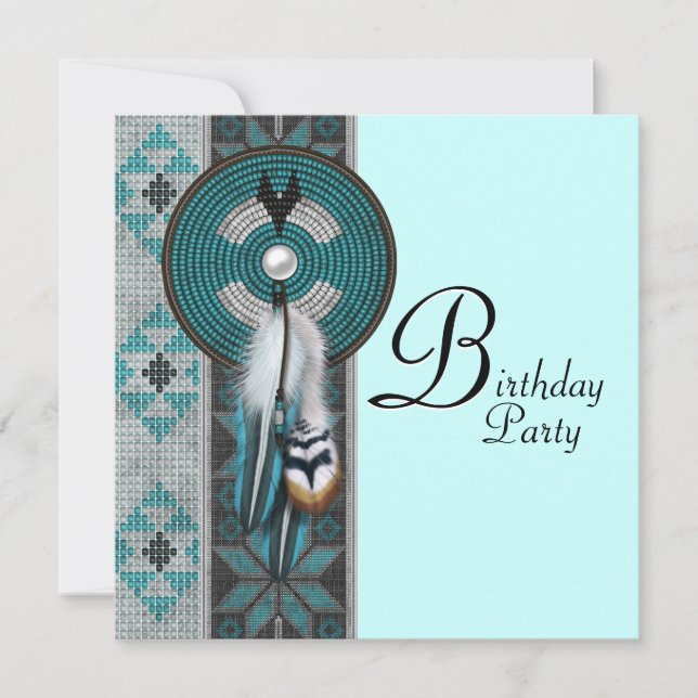 Invitación Fiesta de cumpleaños de nativos americanos (Anverso)