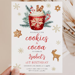 Invitación Fiesta de Cumpleaños de Navidad con Galletas y Cac
