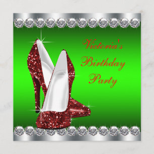 Invitación Fiesta de Cumpleaños de Navidad en Rojo Rubí y Ver