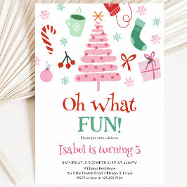 Invitación Fiesta de Cumpleaños de Navidad Rosa Oh Qué Divers