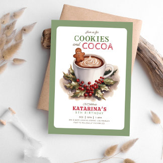 Invitación fiesta de cumpleaños de Navidades de galletas y ca