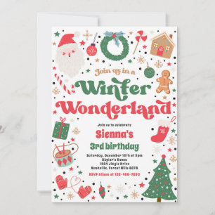 Invitación Fiesta de cumpleaños de Navidades rosados de Winte