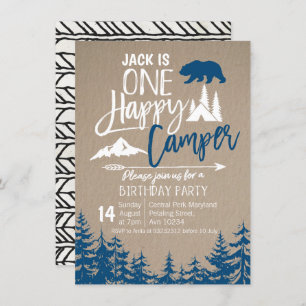 Invitación Fiesta de cumpleaños de Navy Blue Forest