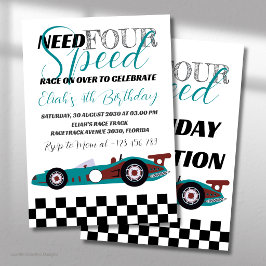 Invitación Fiesta de Cumpleaños de Need for Speed con Auto de