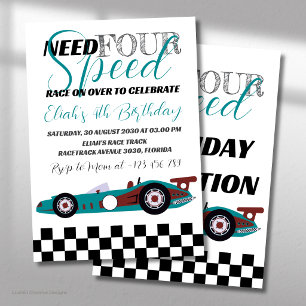 Invitación Fiesta de Cumpleaños de Need for Speed con Auto de