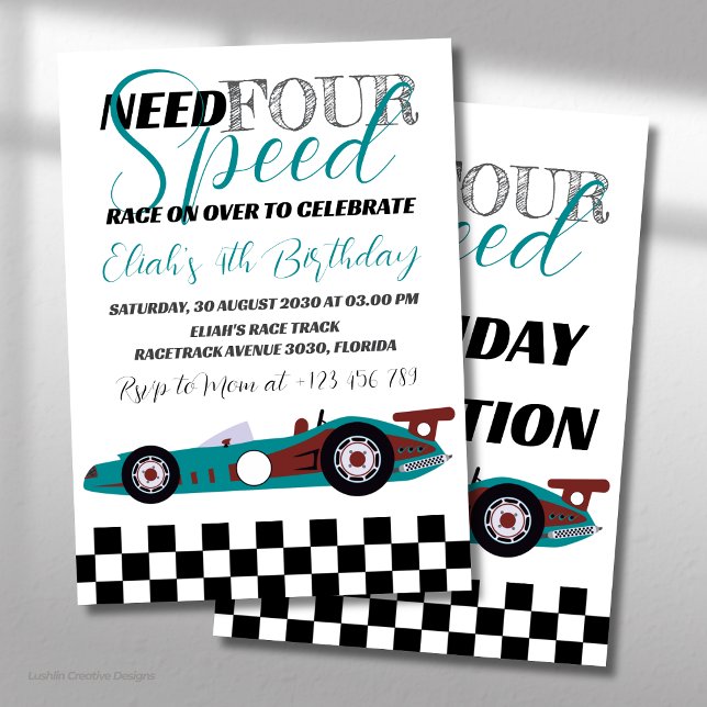 Invitación Fiesta de Cumpleaños de Need for Speed con Auto de (Subido por el creador)