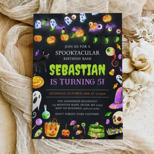 Invitación Fiesta de cumpleaños de Neon Halloween, cumpleaños (Subido por el creador)