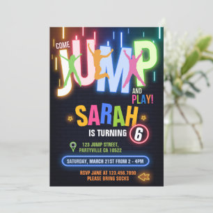 Invitación Fiesta de cumpleaños de Neon Trampoline
