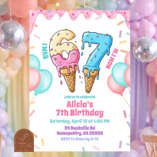 Invitación Fiesta de cumpleaños de niña 67 Helado de Pastel 