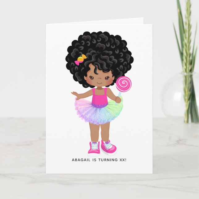 Invitación Fiesta de cumpleaños de niña afroamericana Candy L (Anverso)