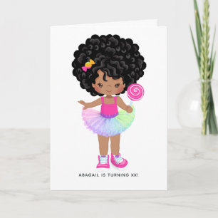 Invitación Fiesta de cumpleaños de niña afroamericana Candy L