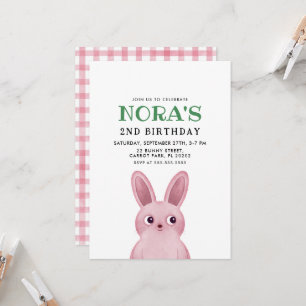 Invitación Fiesta de cumpleaños de niña con conejo rosa