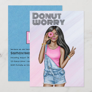 Invitación Fiesta de Cumpleaños de Niña con Donas Rosadas y A