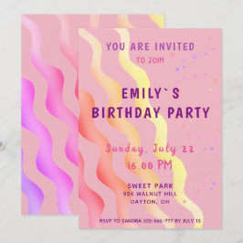 Invitación Fiesta de Cumpleaños de Niña con Estrellas y Olas 