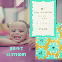 Fiesta de cumpleaños de niña con flores turquesa