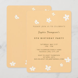 Invitación Fiesta de cumpleaños de niña con margaritas amaril