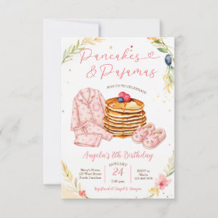 Invitación Fiesta de Cumpleaños de Niña con Panqueques Rosado