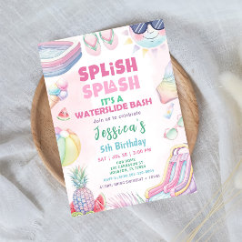 Invitación Fiesta de cumpleaños de niña con tobogán de agua d