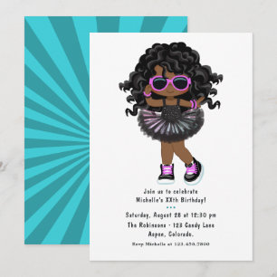 Invitación Fiesta de cumpleaños de niña con tutú de Hip Hop g