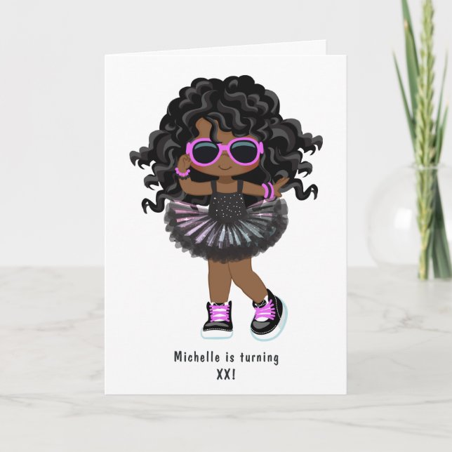 Invitación Fiesta de cumpleaños de niña con tutú de rap hip h (Anverso)