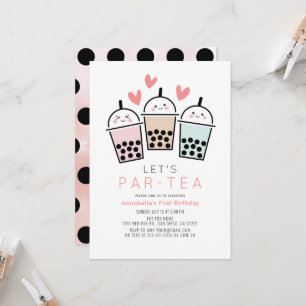 Invitación Fiesta de Cumpleaños de Niña de Boba Burbuja de Té