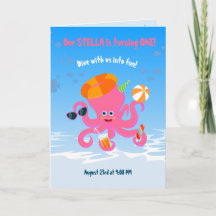 Fiesta de cumpleaños de niña de pulpo rosa de vera