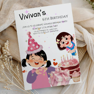 Invitación Fiesta de Cumpleaños de Niña Dulce y Mágica