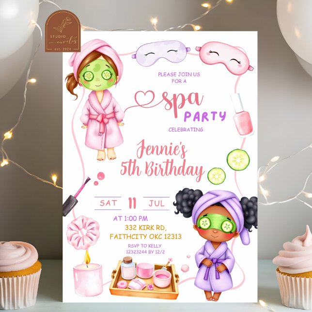 Invitación Fiesta de cumpleaños de niña en el Spa adorable (Subido por el creador)
