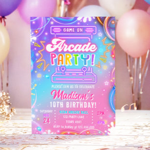 Invitación Fiesta de cumpleaños de niña en sala de juegos de