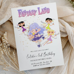 Invitación Fiesta de Cumpleaños de Niña en Tierra de Fantasía