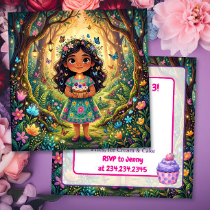 Invitación Fiesta de Cumpleaños de Niña Hispana Mariposas y C