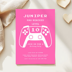 Invitación Fiesta de cumpleaños de niña jugadora rosa calient
