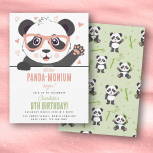 Invitación Fiesta de Cumpleaños de Niña Panda Lindo Kawaii
