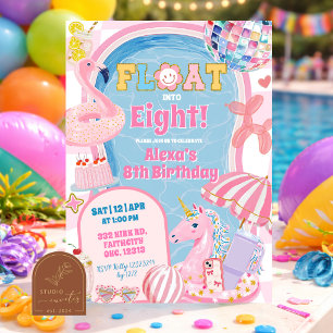 Invitación Fiesta de cumpleaños de niña retro prep con flotad