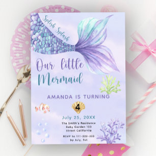 Invitación Fiesta de cumpleaños de niña sirena