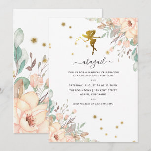 Invitación Fiesta de cumpleaños de niña temática de hada rosa