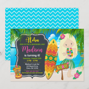 Invitación Fiesta de cumpleaños de niña tropical Luau hawaian
