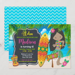 Invitación Fiesta de cumpleaños de niña tropical Luau hawaian